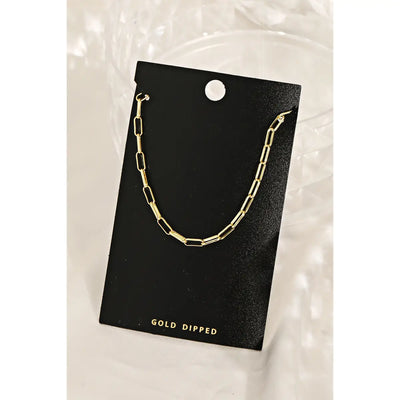 Rectangle Chain Link Necklace Gold Dipped