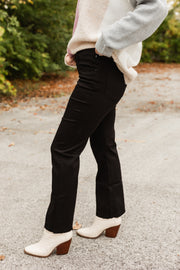 kelsey black ankle flare mid rise jeans