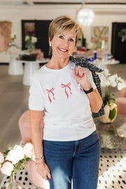 red bow tee