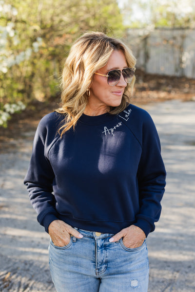 apres lake crewneck in navy