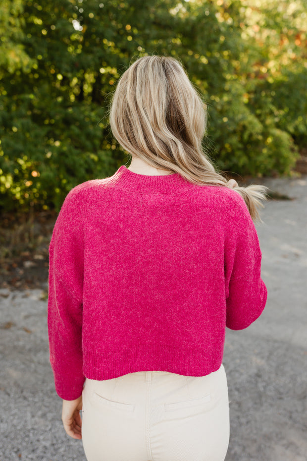 emery sweater in hot pink