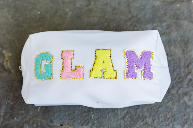 glam embroidered bag in white