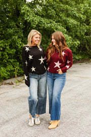 starry top in burgundy