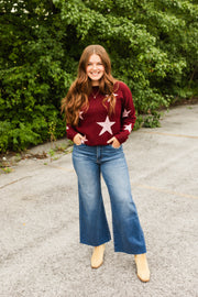 starry top in burgundy