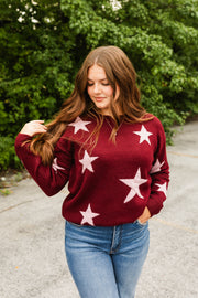 starry top in burgundy