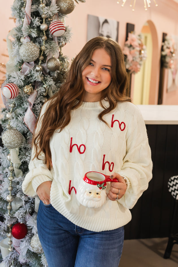 ho ho ho cable knit sweater