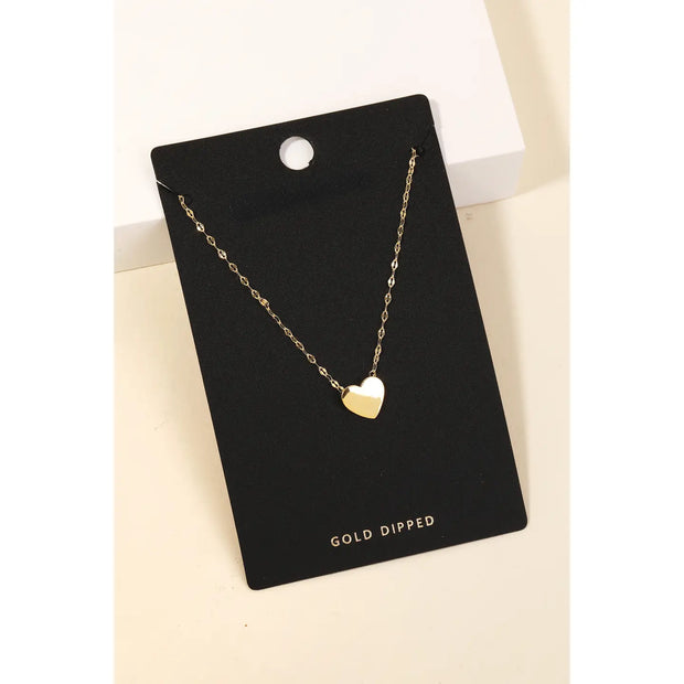 Mini Heart Charm Necklace in Gold